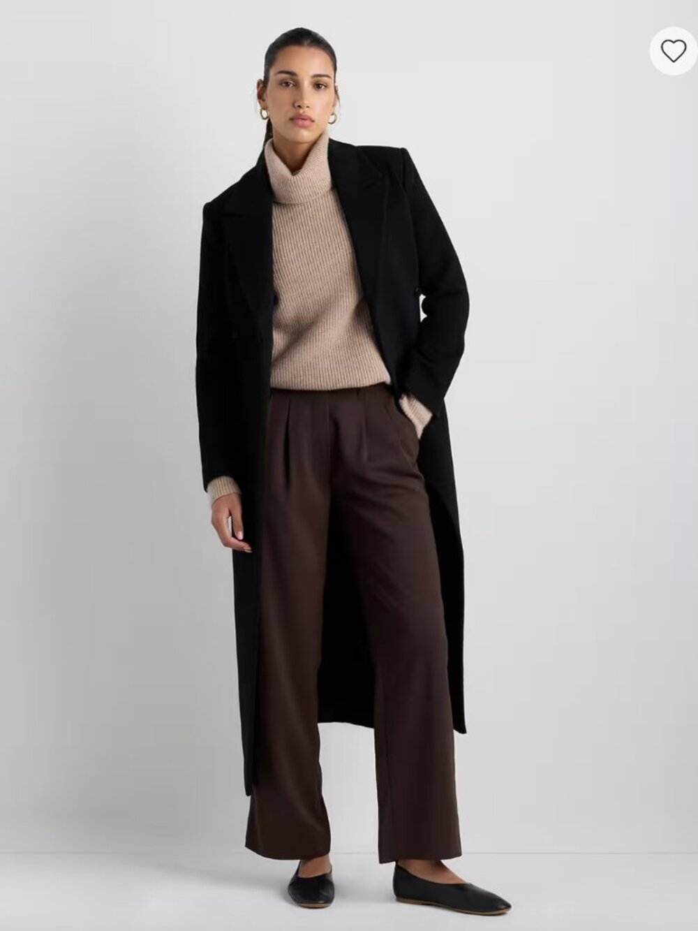 Quince Wool Cashmere Tailored Long Coat Black Outerwear XS